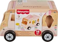 Fisher-Price Wood Toddler Toy Ice Cream Truck Shape Sorter Set, 9 Wooden Pieces for Developmental Play Kids Ages 18+ Months (Amazon Exclusive)