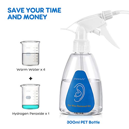 ETEREAUTY Ear Wax Removal Tool, Ear Cleaning Irrigation Kit, Includes 25 Disposable Tips, Basin, Syringe, Long Hose, Curette Set, Towel and Cotton Swab