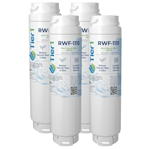 Tier1 RWF1110 9000 077104 Refrigerator Water Filter | Replacement for Bosch 644845, REPLFLTR10, UltraClarity, 11034152 Fridge Filter - Up to 12 Months Supply | Easy Install | Odor Control (4-pk)