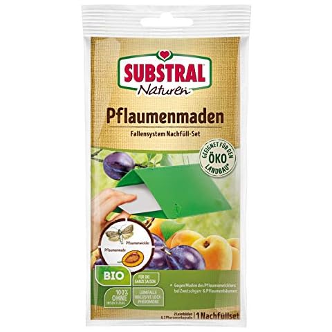 Naturen Pflaumenmaden-Falle Nachrüst-Set, zum Abfangen der Pflaumenwicklermännchen, 2 Pheromon-Dispenser + 2 Leimböden Cover