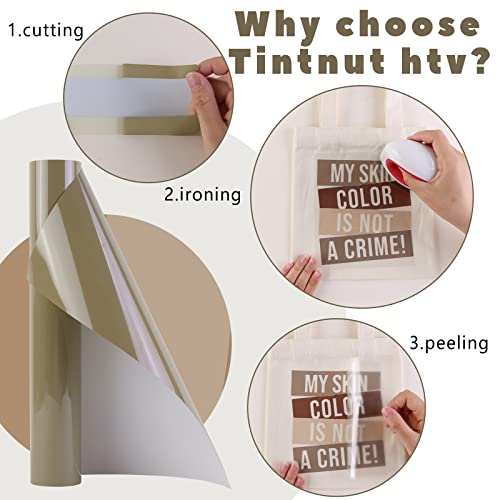Image of Tintnut Sand Heat Transfer Vinyl Roll - 10 inches x 6ft Nude Bundle Brown Iron On Vinyl for T-Shirts DIY