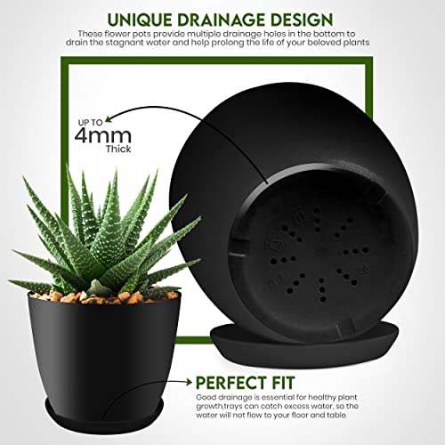image for Utopia Home - Plant Pots Indoor with Drainage - 7/6.6/6/5.3/4.8 Inches