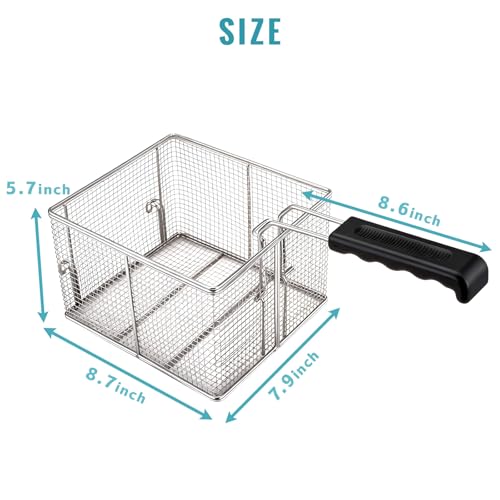 Cesta para Freidora Profesional WaterElfo, Construcción de Malla de Acero Inoxidable, 16.5 x 12 x 8.5 Pulgadas, Mango Ergonómico, Accesorio de Cocina de Calidad Profesional miniatura 3