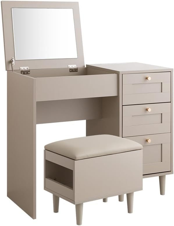 JKプラン ロータイプドレッサー かわいい 三面鏡 ブラウン 茶色