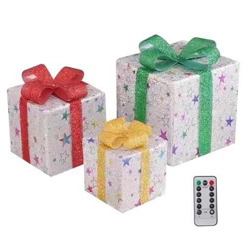 Boîtes éclairées de Noël 3pcs intérieures et extérieures avec télécommande - 8