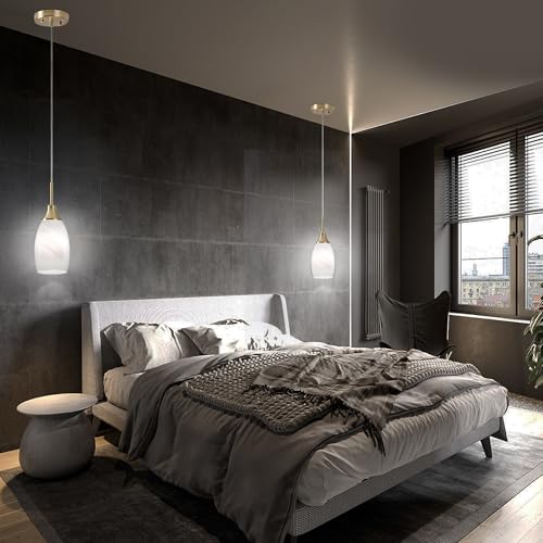 Image of Viinew Mini Glass Pendant Light,4.72 inch White Glass Hanging Light