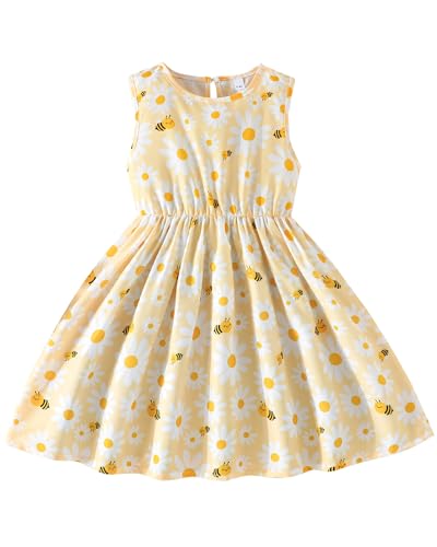 Image of Toddler Baby Girl Clothes Summer Dresses Floral Sleeveless Playwear Sundress Outfits Toddler Dress for Girls