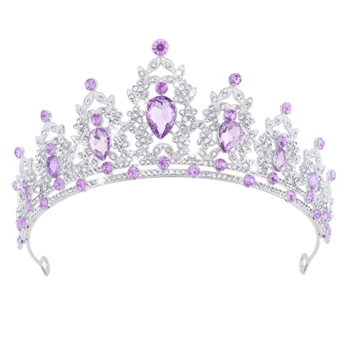 DRESHOW Corona de Cumpleaños para Mujeres Tiara de Cristal para Niñas Decoraciones para el Cabello Accesorios de Boda Corona de Purpurina Diademas para Fiestas de Princesas