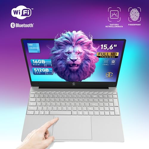 Sg, Pc Portatile Notebook, Processore N5095 4 Core 2.9Ghz, 16GB Ram, 512GB Ssd, 15.6 "Fhd Windows 11 Pro, Tastiera Retroilluminata, Fingerprint - 5