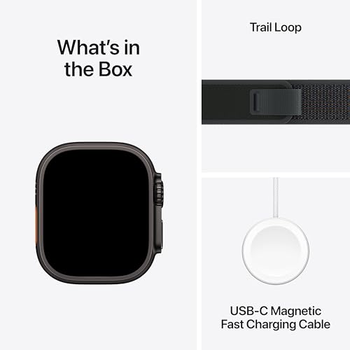 Image of Apple Watch Ultra 2 [GPS + Cellular 49 mm] Smartwatch, Sports Watch with Black Titanium Case with Black Trail Loop - M /L. Fitness Tracker, Precision GPS, Action Button, Carbon Neutral