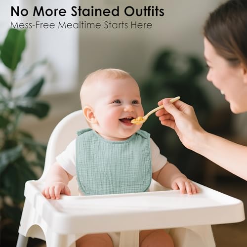 Muslin Baby Bibs for Boys Girls, 8-Pack Soft Cotton Adjustable Drool Bibs Set for Toddler,Newborn,Infant 0-24 Months (Blue)3