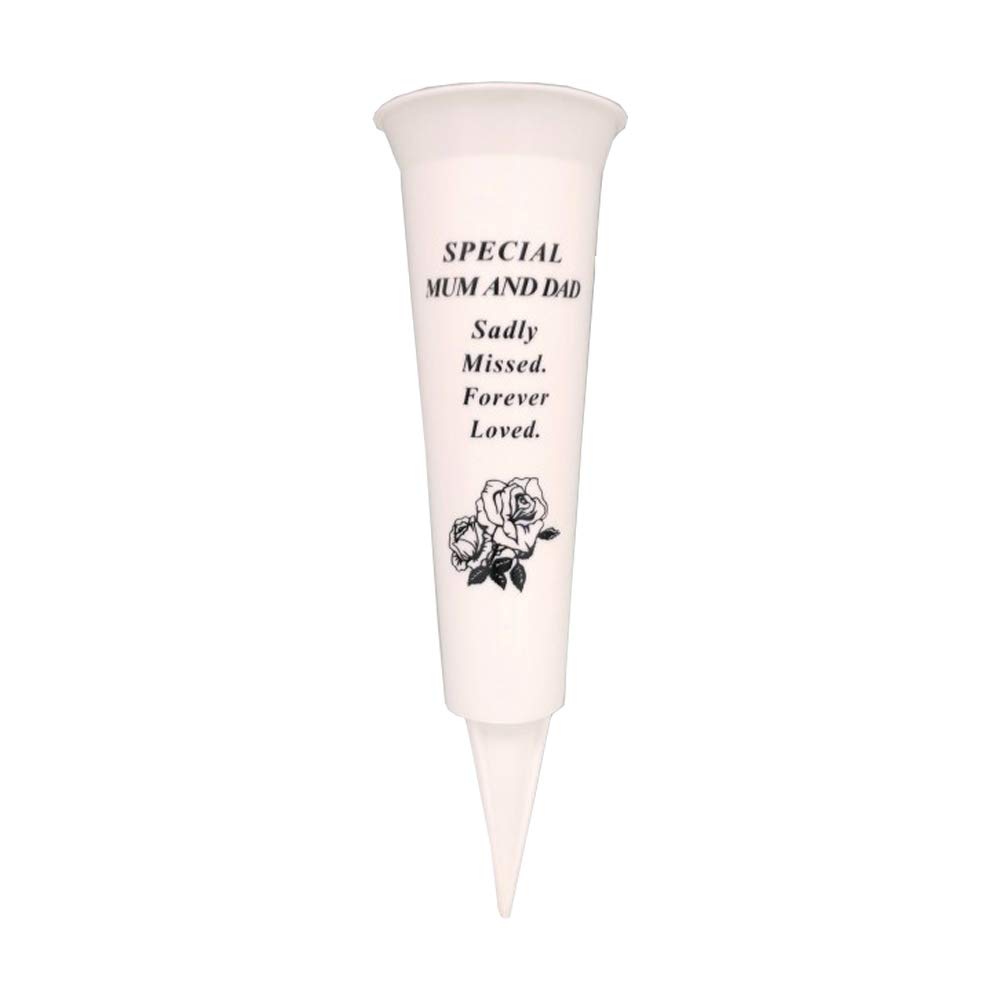 Onlinestreet Special Mum And Dad Graveside Memorial Vases/Flower Holders Ornament, Engraved With A Funeral Verse | A Personalised Plastic Spike Grave Decoration Ornament For Your Loved Ones (Special Mum And Dad)