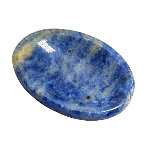 Image of Amazing Gemstone Sodalite Worry Stone Crystals and Healing Stones - Worry Stones for Stress Relief Gifts - Piedra Crystal Fidget for Meditation, Calming, Relaxation