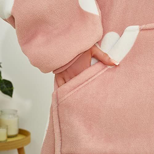 Dreamscene Unisex's Wearable Blanket, Oversized Fleece, Heart Print, Charcoal Hoodie