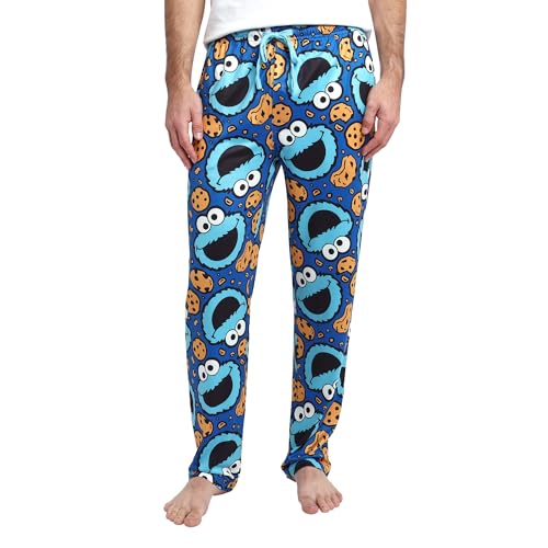 Sesame Street Cookie Monster AOP Mens Sleep Pajama Pants Small Blue