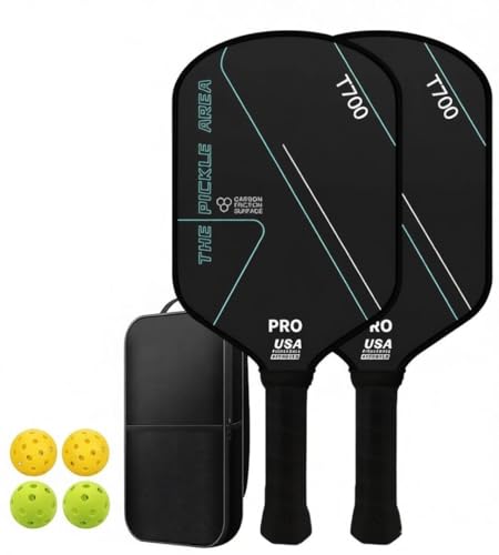 TravelAce Pickleball Paddles �s�b�N���{�[�� ���P�b�g �p�h�� �Z�b�g �J�[�{���t�@�C�o�[ T700 ����~�ߋz���O���b�v �y�� ���P�b�g1/2�{ �{�[��2/4�� USAPA���F ���[�o�b�O�t�� ���S�҂�M�t�g�ɍœK (M)