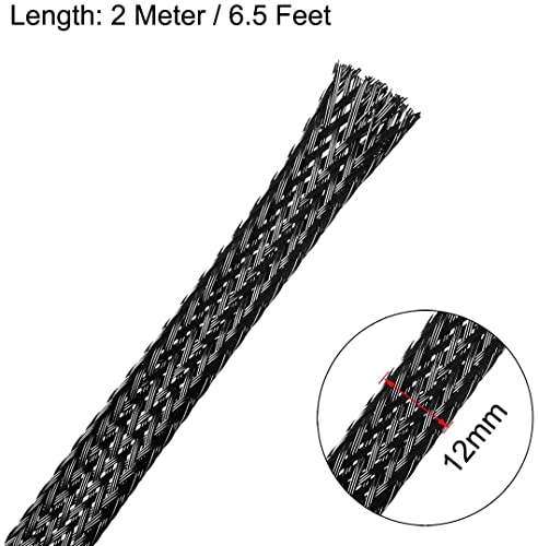 XYWHPGV PET Cord Protector, 6.5Ft-12mm Wire Loom Cable Sleeve for OD 12-14mm Line Black(3d418 a8e11 7966f a168a e8623 cdda7