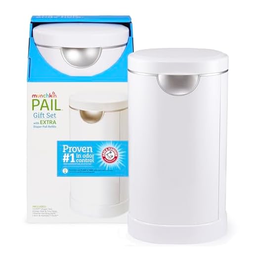 Munchkin® Diaper Pail Baby Registry Starter Set, Powered by Arm and Hammer, Includes 1 Month Refill Supply and Baking Soda Puck