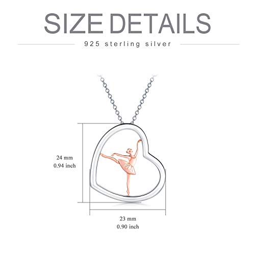 Mistbee Ballerina Necklace 925 Sterling Silver Heart Necklace Ballerina Dancer Gymnasts Ballet Dance Pendant Necklace Dance Jewelry Gifts For Women Teenage #TOP4