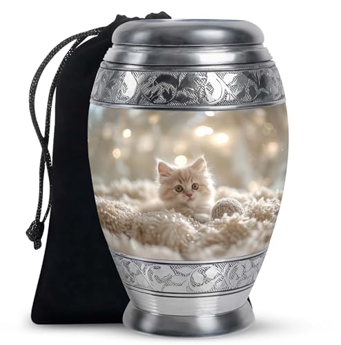 Image of Cat Cremation Urn - 10 Inch - Large Urns for Human Ashes Adult Male Memorial - Memorial Urns for Human Ashes Adult Female with Cats - Kitten Urn for Burial