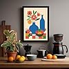 Still Life in Blue and Red Mid-Century Framed Wall Art Print A1 (84.1×59.4cm) Oak, Wall Decor for Living Room, Bedroom, Office & Home, Ready to Hang, Art Gift #2