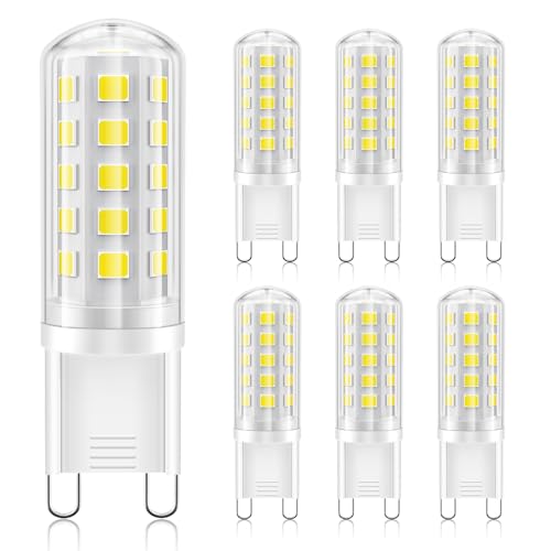 BRVHOZX G9 Led Bulb Daylight White, 4W, 450LM, 6000K, Equivalent to 40W Halogen, No Flicker, Non-Dimmable, 360°Beam Angle, AC 110-130V, Bi-pin Ceramic Base G9 Led Light Bulbs for Home Lighting-6Pcs