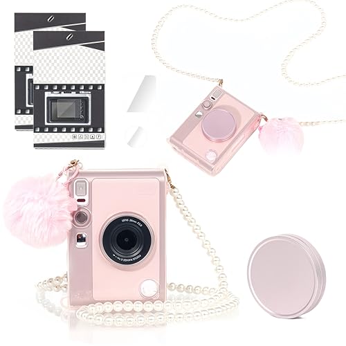 FUJIFILM instax mini Evo�Ή� 6-in-1 �����o���h�� �s���N�����P�[�X�A�����Y�L���b�v�A�X�N���[���v���e�N�^�[�A�L�[�`�F�[���A�|���|���A�p�[���`�F�[��(�N���X�^���P�[�X(�p�[���u���X���b�g:40cm)