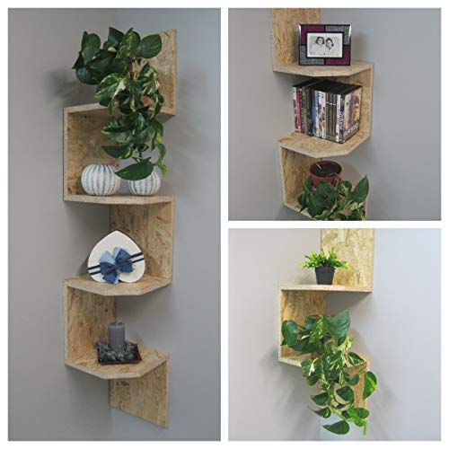 Estantería Pared Diseño Zig Zag Mod.26 // 3 Estantes. Especial Esquinera. 110x26x26 Cm. OSB