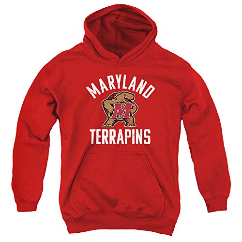 University of Maryland Official UMD Terrapin Logo Unisex Youth Pull-Over Hoodie,Red, Large