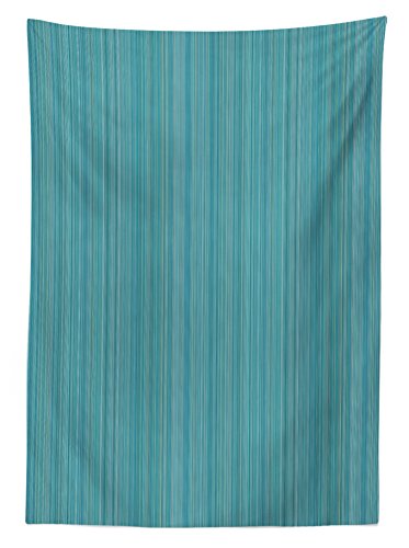 Lunarable Teal Outdoor Tablecloth, Vertical Stripes Lines Dress Patterns Contemporary Design Illustration, Decorative Washable Picnic Table Cloth, 58" X 104", Blue Green #TOP1