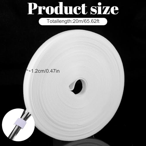 Image of Qianyu Double-Sided Hook and Loop Straps 1 /2 Inch x 66ft Adjustable Reusable Cord Straps Cable Ties Self-Gripping Bundling Strap Multi-Purpose Wrap Fasteners for Home Office Wire Bundling