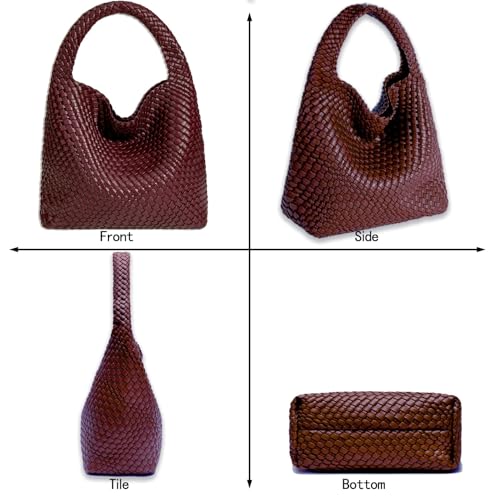 Image of JINMANXUE Woven Tote Bag for Women, Fashion Hobo Handbag, Travel Top-handle Shoulder Bag, Beach Underarm Bag with Purse