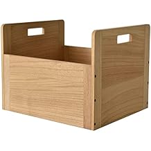 KIRIGEN Wooden Vinyl Record Storage Crate Holds 80 Albums - LP Storage Box with Handles for 12" Records - Solid Wood Record Organizer for Collection Display Nature 15.75" L x 13.58" W x 12" H CDH-NA