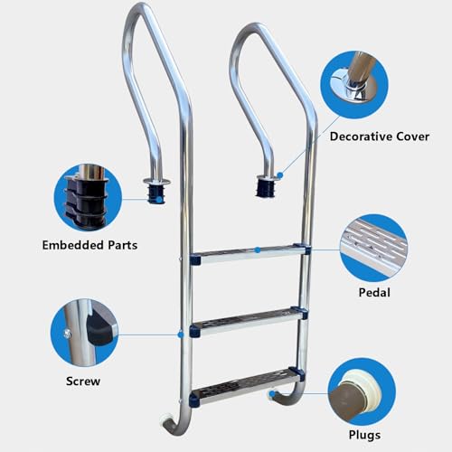 Escalera para piscina de acero inoxidable 2-3 escalones miniatura 5