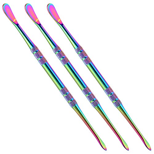 Mwoot 3 pieces Wax Carving Tool, Stainless Steel Wax Tool, Sculpting Tool Spoon, Soap Or Clay Carving Tool Hobbies kit, nail Gel Stir picker tool (Rainbow)