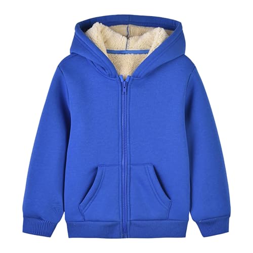 Toddler Boys Girls Fleece Lined Hoodies Kids Zip Up Hooded Sweatshirts Winter Warm Jacket Coats Tops with Pockets