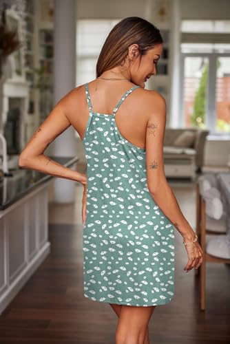 Image of Ekouaer Nightgowns for Women Cotton Sleepwear Sexy Sleep Shirt Adjustable Spaghetti Strap Night Gowns with Pockets S-3XL