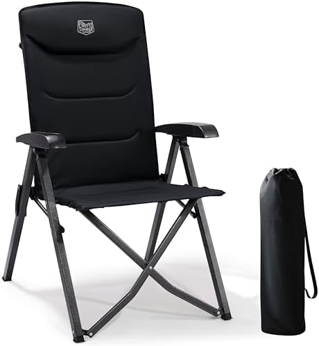 TIMBER RIDGE Campingstuhl Faltbar Hohe Lehne 4 Positionen verstellbar | Klappstuhl Camping 150kg Belastbar Gepolstert Gartenstuhl Faltlstuhl mit Tasche für Garten Balkon Wohnmobil