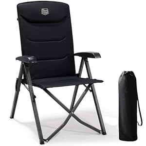 TIMBER RIDGE Campingstuhl Faltbar Hohe Lehne mit 4 Positionen verstellbar bis 150kg Klappstuhl Camping Gepolstert Faltstuhl Liegestuhl mit Tasche für Garten Balkon Wohnmobil