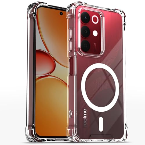 Image of Amazon Basics Back Cover for Realme Narzo 90X 5G / Realme C85 5G / Realme 15X 5G Mag-Safe Shockproof PC + TPU Protective Case Magnetic Support Bumper Case (Transparent Mag-Safe)