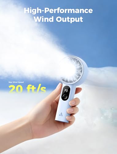 Aecooly Mighty Portable Fan, Powerful Handheld Fan, USB Rechargeable [10H Max Cooling Time], Mini Personal Battery Powered, Pocket for Travel, Summer, Gifts for Women, Girls -Blue - view 2