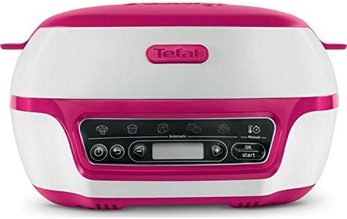Tefal Cake Factory KD801840 Intelligent Baking Machine with Silicone Moulds for Chocolate Molten Cakes, Cupcakes and Desserts, White/Pink