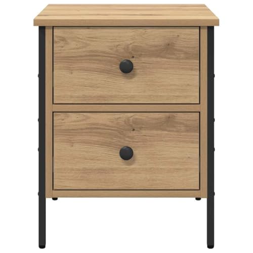 Table de chevet en chêne artisanal de haute qualité avec piétement robuste