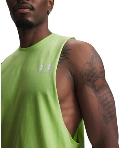Under Armour Men's Sportstyle Left Chest Cut-Off T-Shirt, (712) Lumos Lime / / White, Large — view 2
