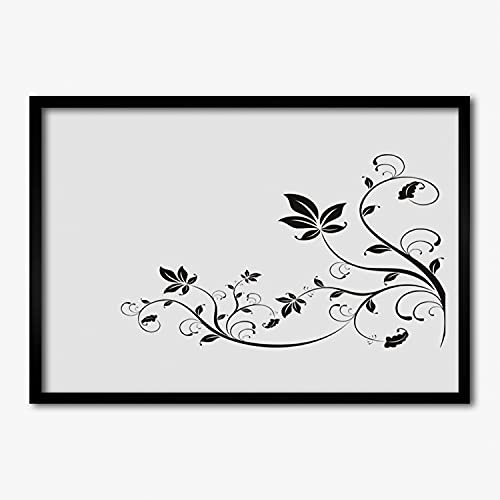 Affiche avec cadre salon et chambre 70x50 cm motif végétal abstrait cadre MDF pour déco cuisine
