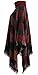 QZUnique Women Turtleneck Poncho Sweater Knit Cape Pullover Shawl Tassels Plaid Red