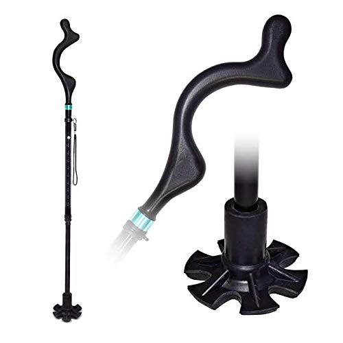 LabNovations Medical Posture Walking Cane, Portable Self-Standing 10 Height Lightweight Adjustable, Folding, Collapsible