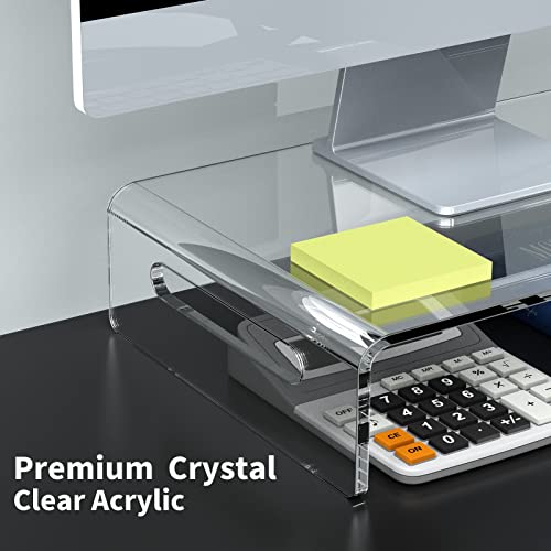 Zimilar Acrylic Monitor Stand Riser, Acrylic Computer Stand for Laptop, Printer, Notebook, Premium Clear Laptop Stand Acrylic Monitor Riser for Home Office