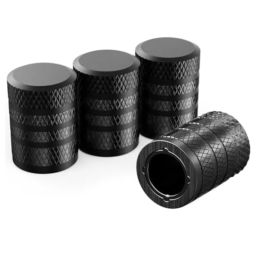 4-Piece Black Anodized Aluminum-Plastic Composite Tire Valve Stem Caps with Integrated Plastic Sleeve,Corrosion-Resistant and Universal Fit,Suitable for Cars, Trucks, and Motorcycles(Black)
