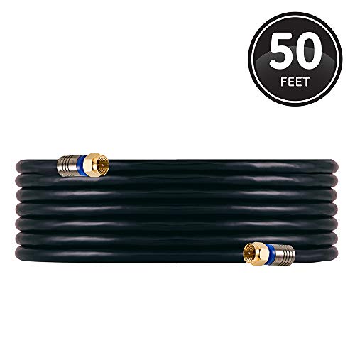 GE RG6 Coaxial Cable, 50 ft. F-Type Connectors, Quad Shielded Coax Cable, 3